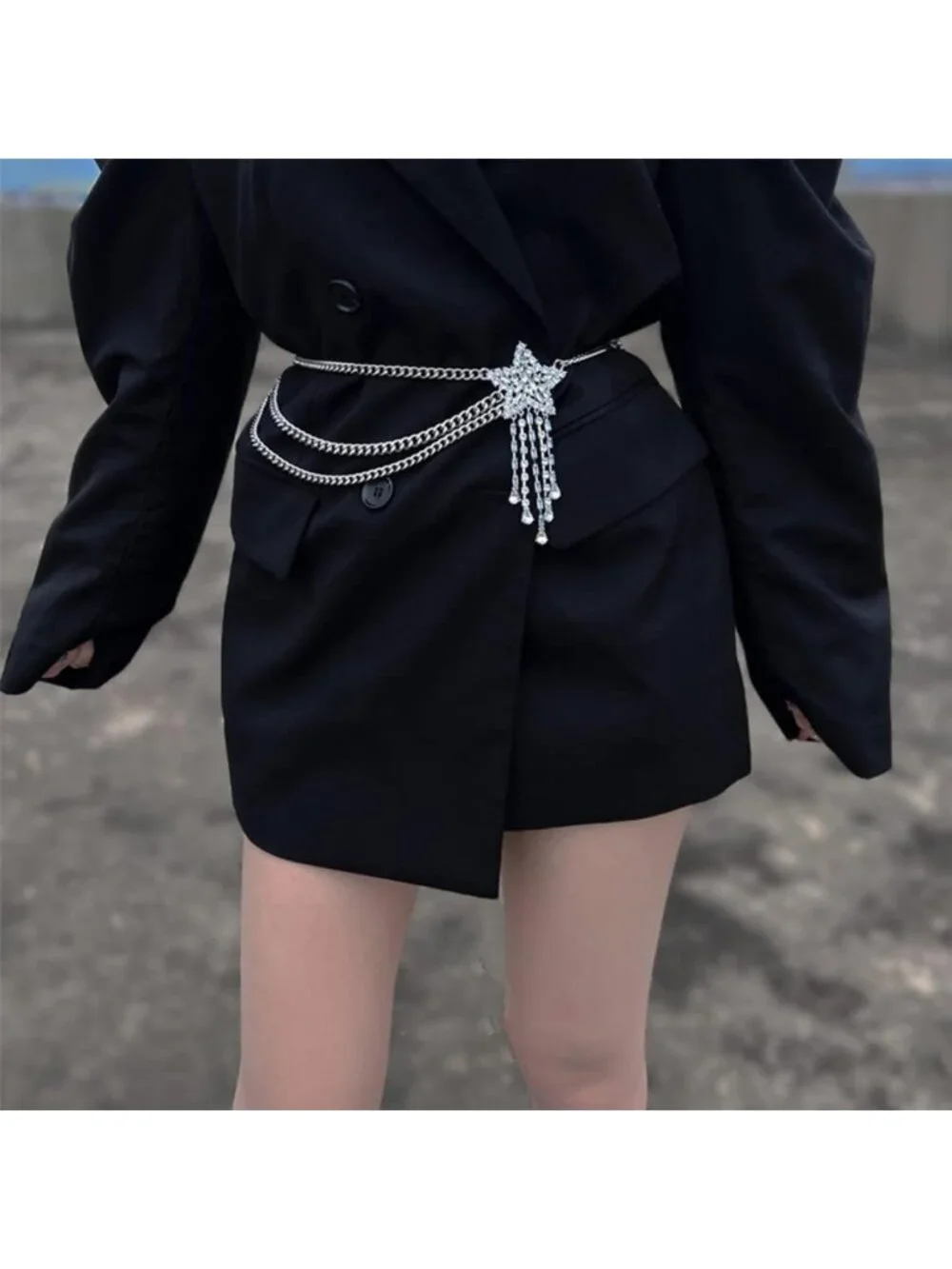 Sparkly Rhinestone Layered Chain Belt | Adjustable Metal Body Jewelry for Women